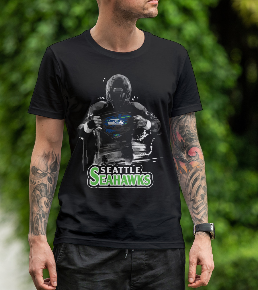 Seattle Seahawks Football Fan Heroic Logo Reveal T-Shirt