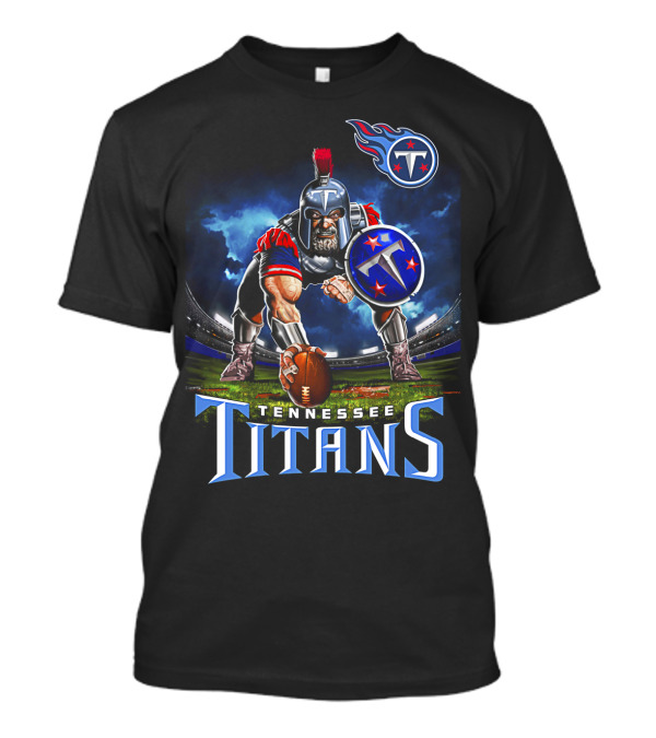 Tennessee Titans Spartan Warrior Football Action Pose Stadium Background T-Shirt