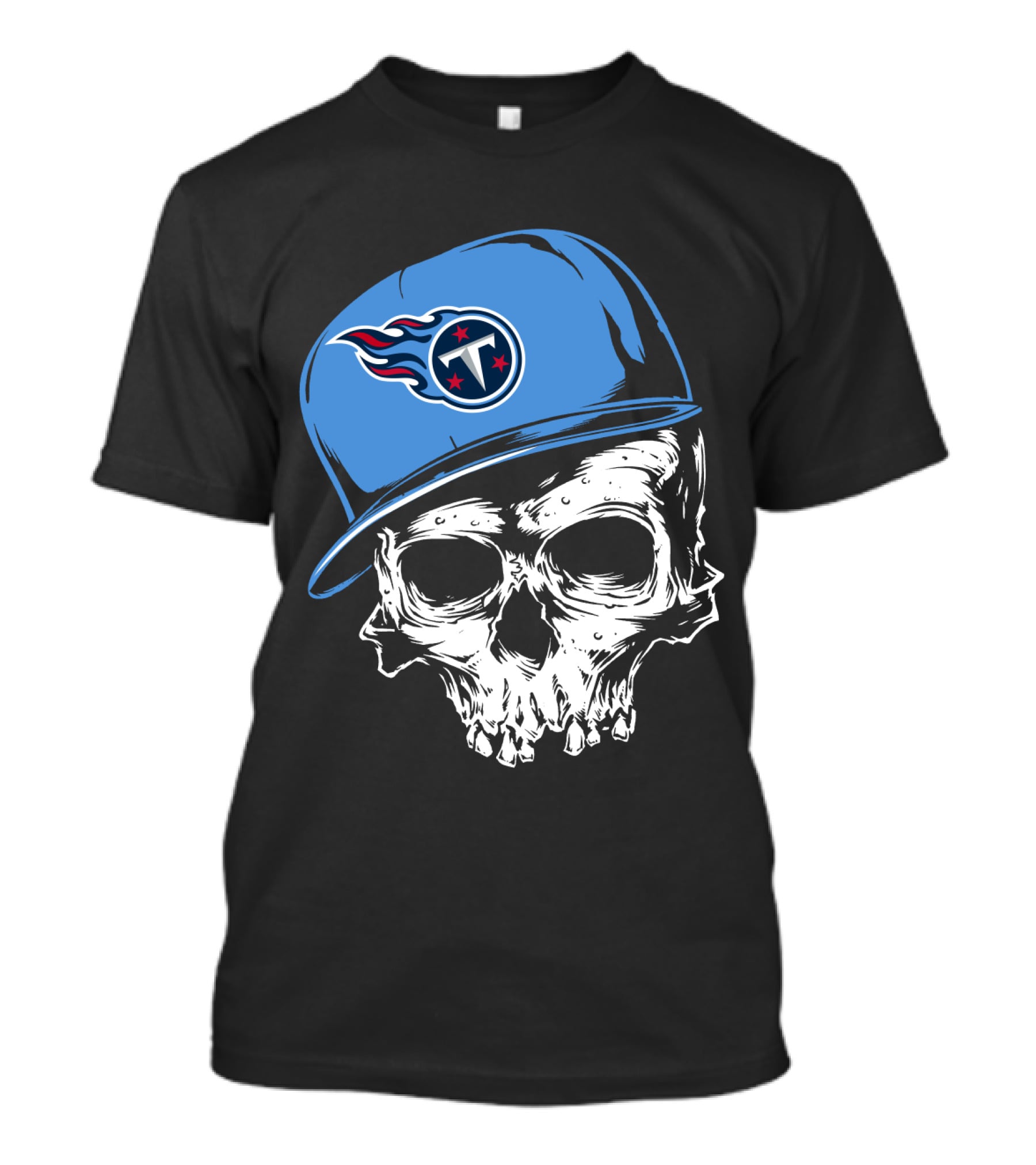 Tennessee Titans Skull With Cap And Iconic Team T-Shirt
