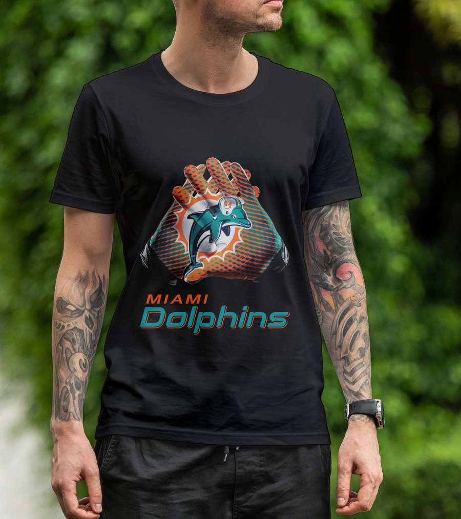 Miami Dolphins Nfl Team Gloves Fan T-Shirt