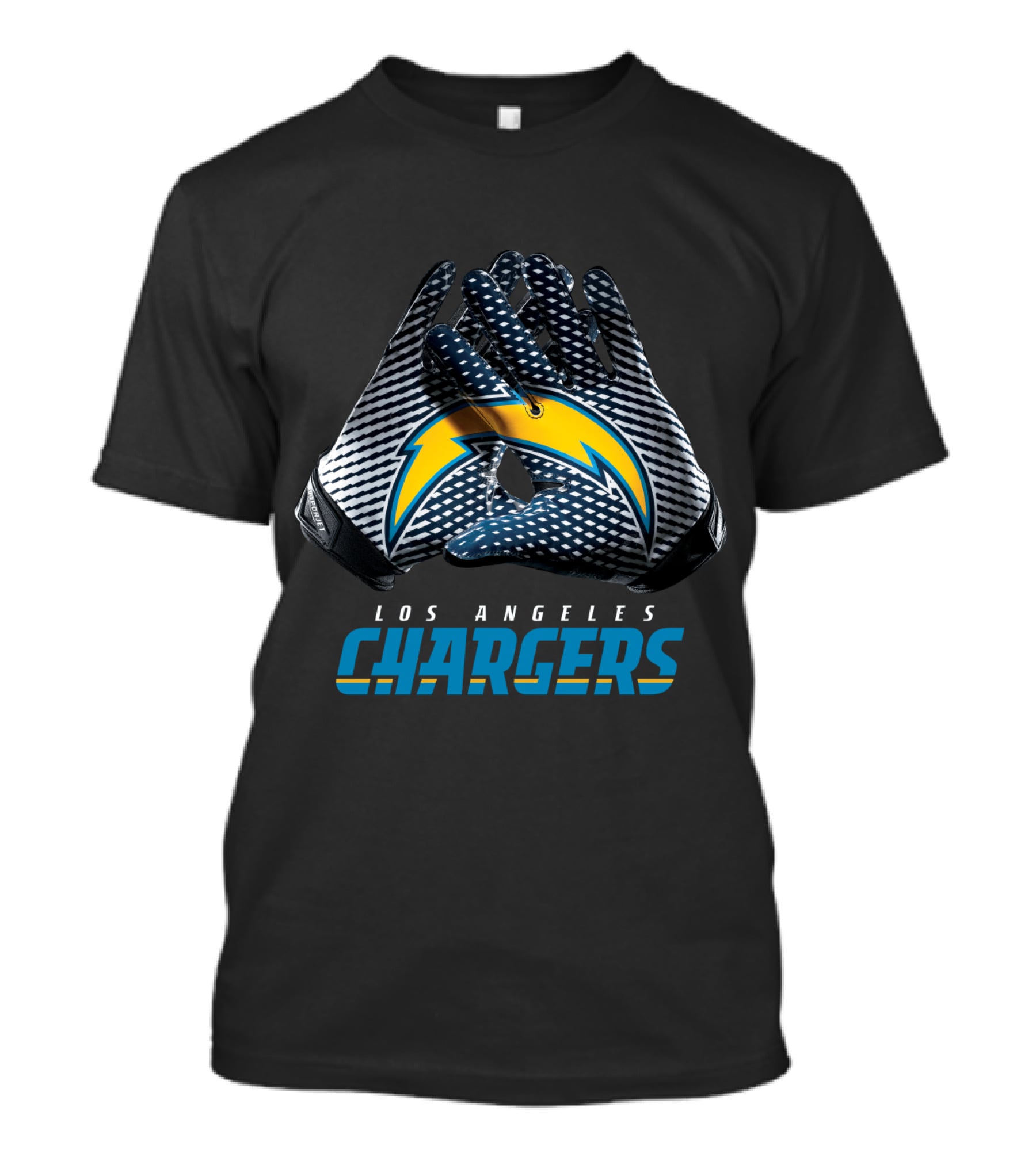 Los Angeles Chargers Nfl Team Bolt Symbol Gloves T-Shirt