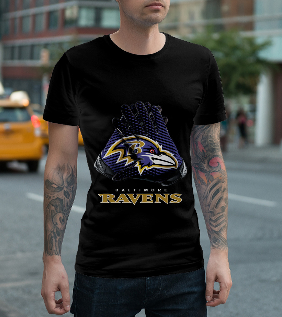 Baltimore Ravens Nfl Gloves Football Team Logo Bold T-Shirt