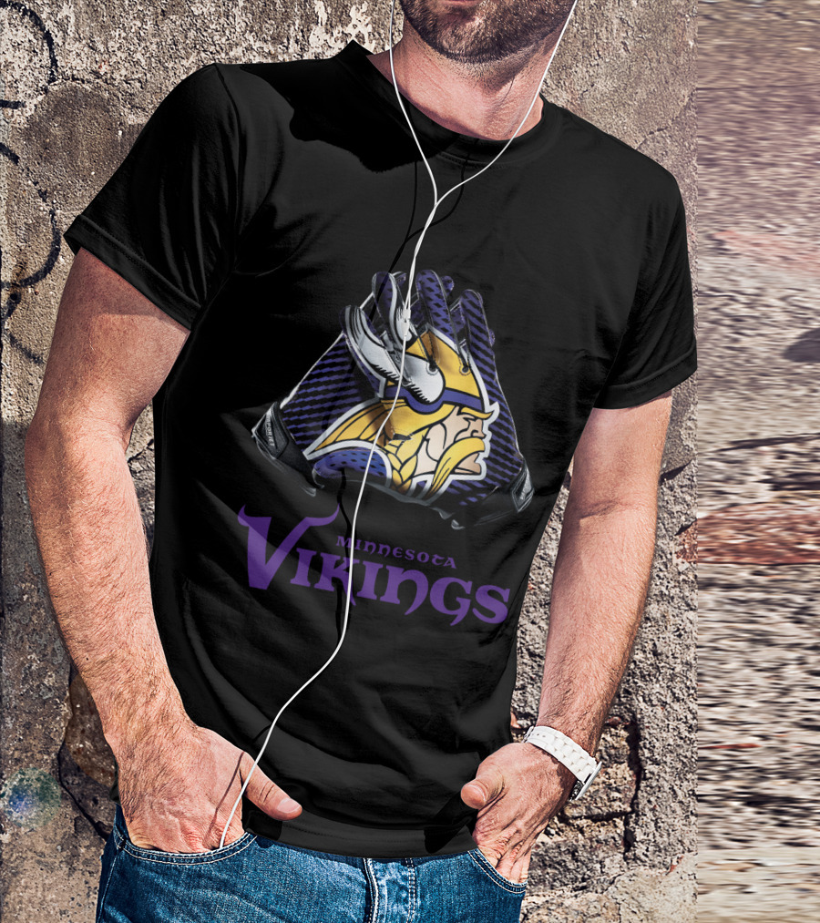 Minnesota Vikings Nfl Gloves Iconic Team T-Shirt
