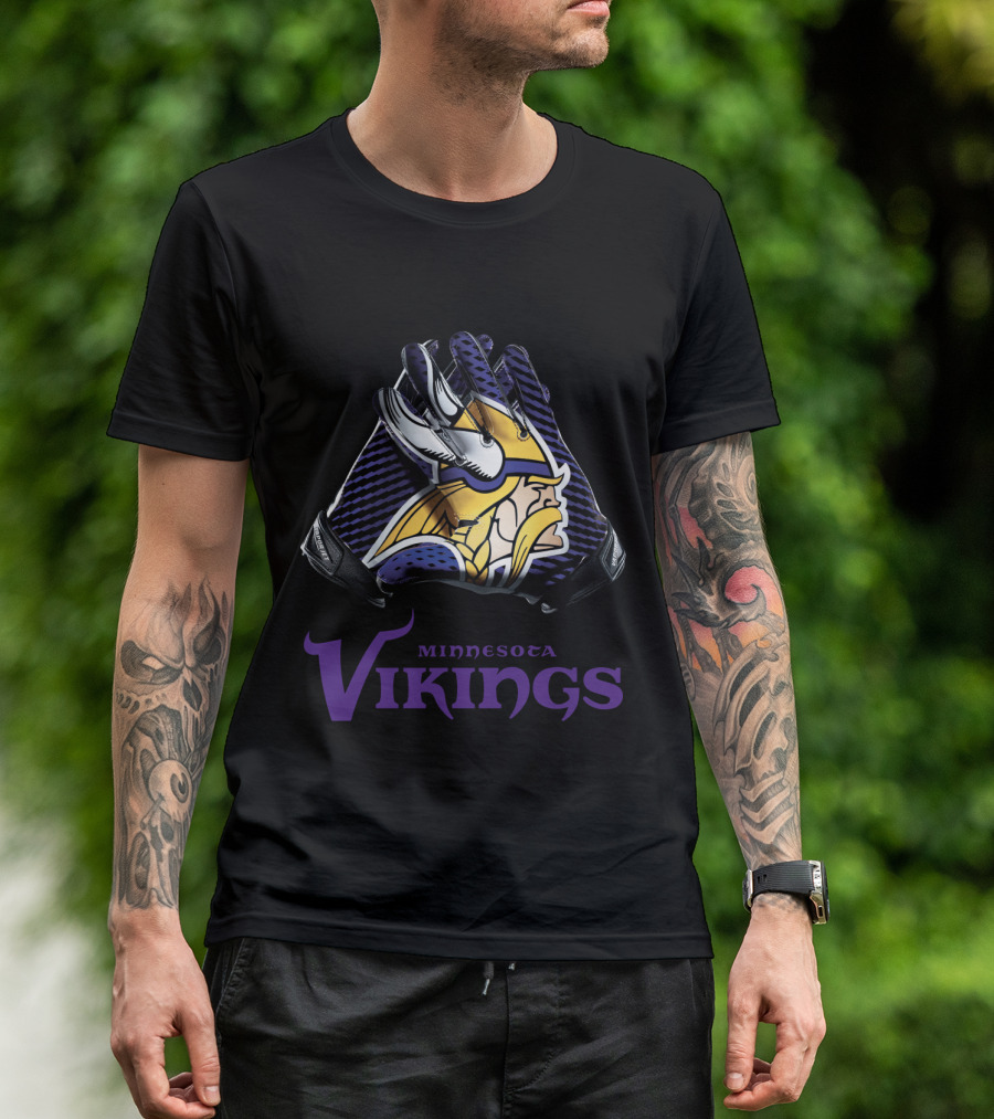 Minnesota Vikings Nfl Gloves Iconic Team T-Shirt