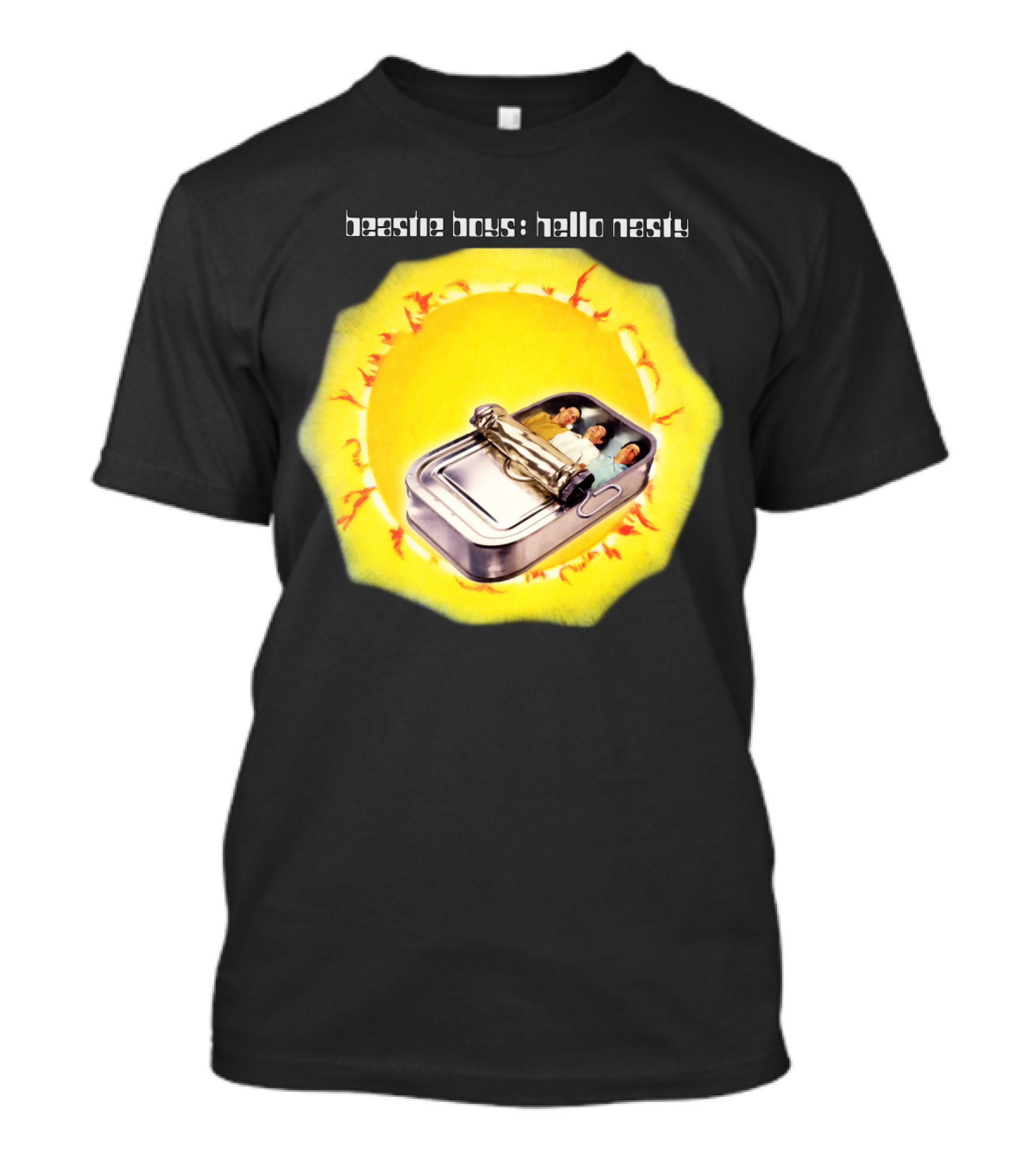 Beastie Boys Hello Nasty 1998 Album Cover Tin Can Sunburst T-Shirt