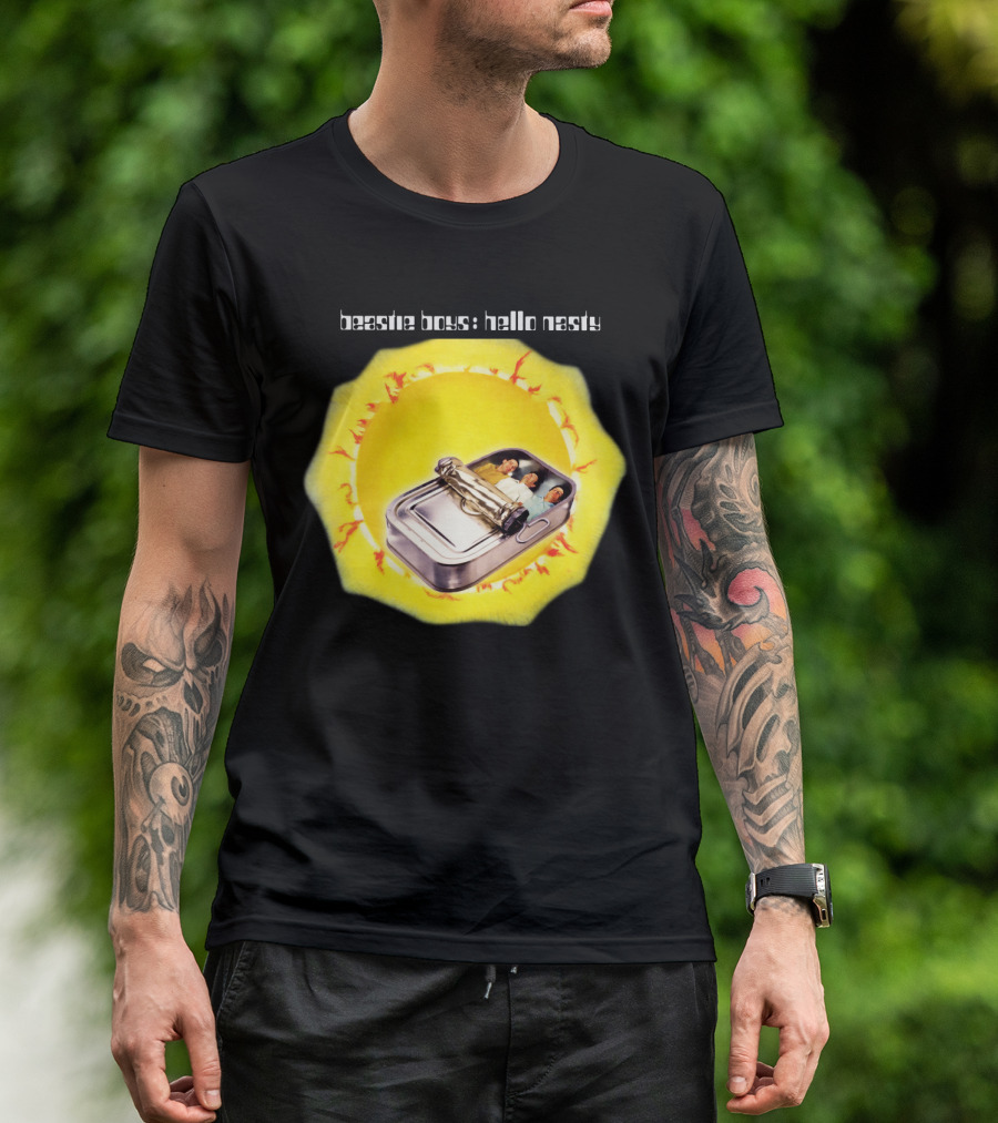 Beastie Boys Hello Nasty 1998 Album Cover Tin Can Sunburst T-Shirt