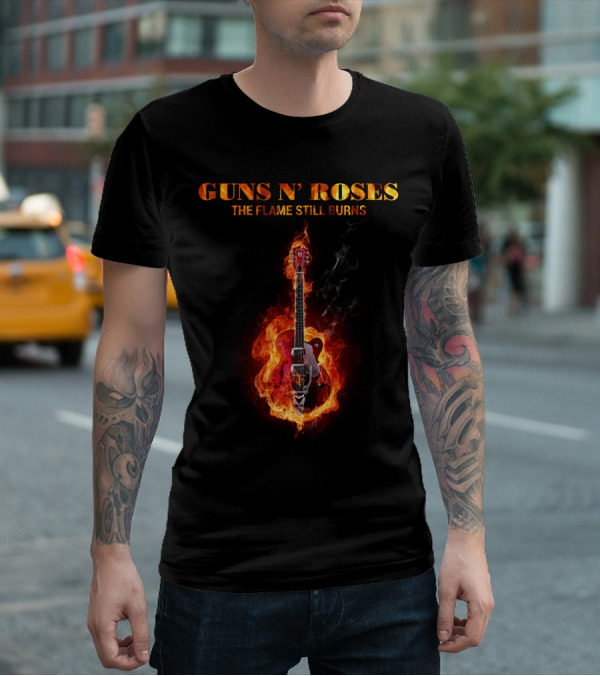 Guns N' Roses The Flame Still Burns Guitar Fire T-Shirt