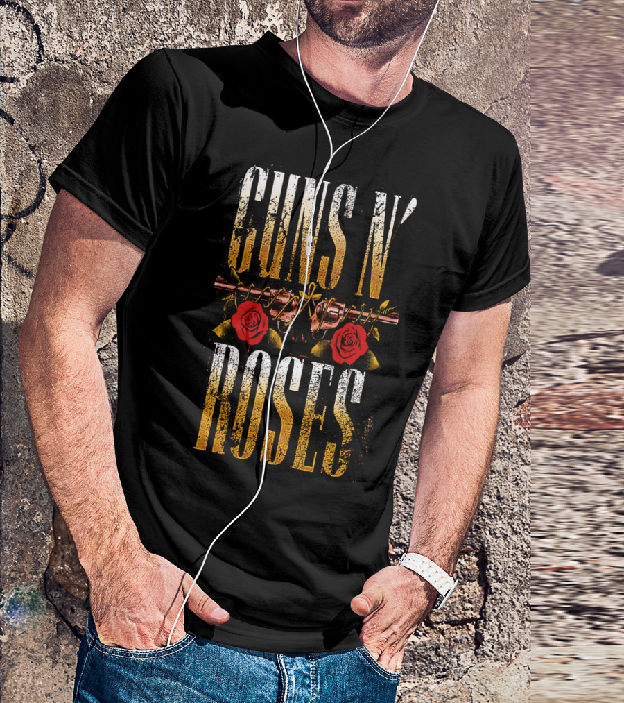Guns N' Roses Dual Pistols With Red Roses T-Shirt