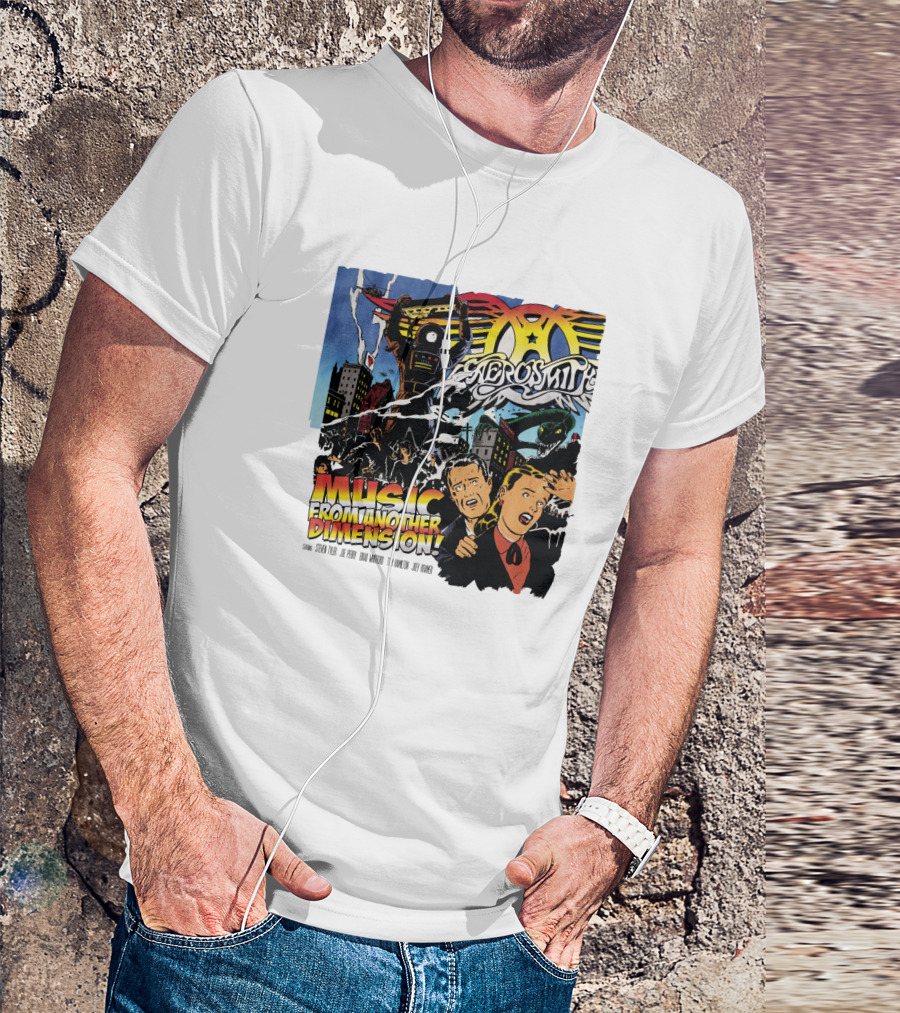 Aerosmith Music From Another Dimension Comic-Style Galactic Robot Skyline T-Shirt