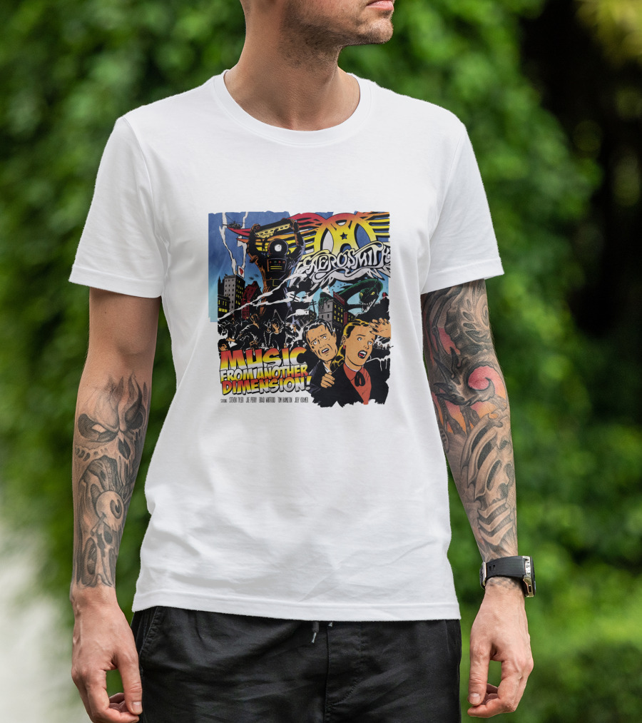 Aerosmith Music From Another Dimension Comic-Style Galactic Robot Skyline T-Shirt