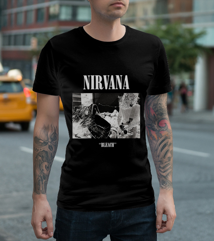 Nirvana Bleach Album Cover Black And White Negative T-Shirt