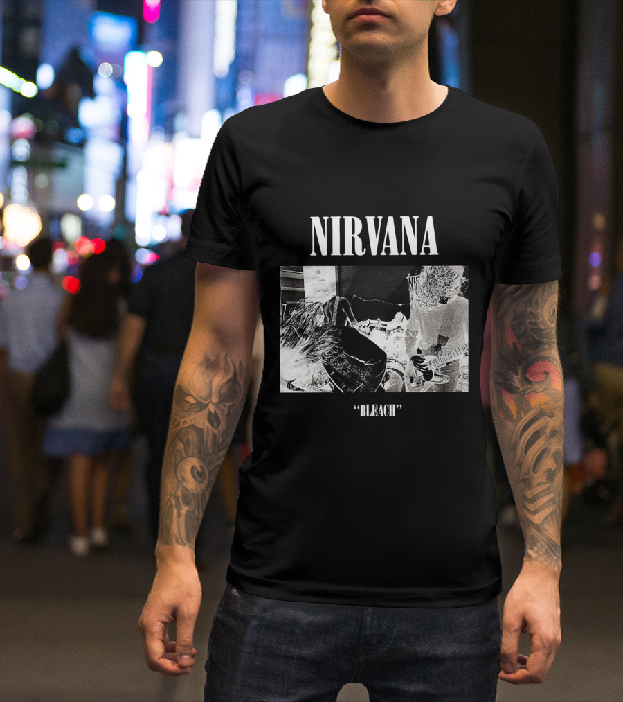 Nirvana Bleach Album Cover Black And White Negative T-Shirt
