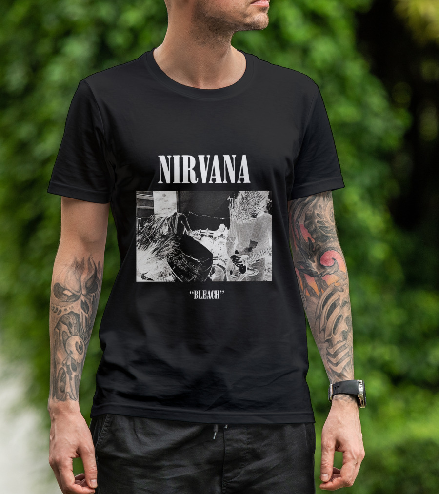 Nirvana Bleach Album Cover Black And White Negative T-Shirt
