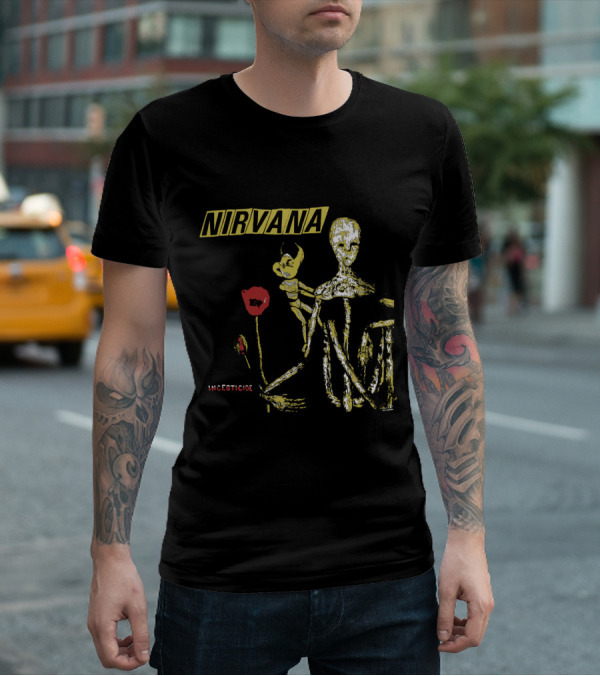 Nirvana Incesticide Skeleton And Flower T-Shirt