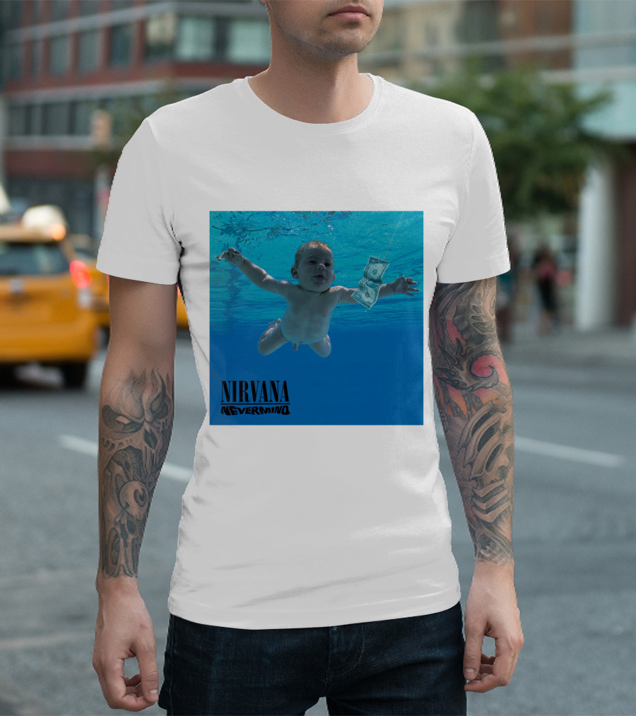 Nirvana Nevermind Album Cover Baby In Pool With Dollar Bill T-Shirt