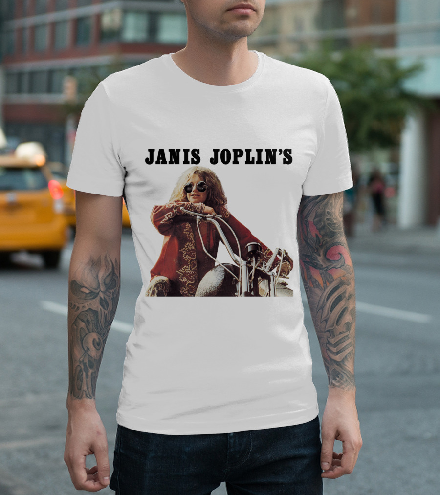 Janis Joplin's Iconic Motorcycle Pose T-Shirt