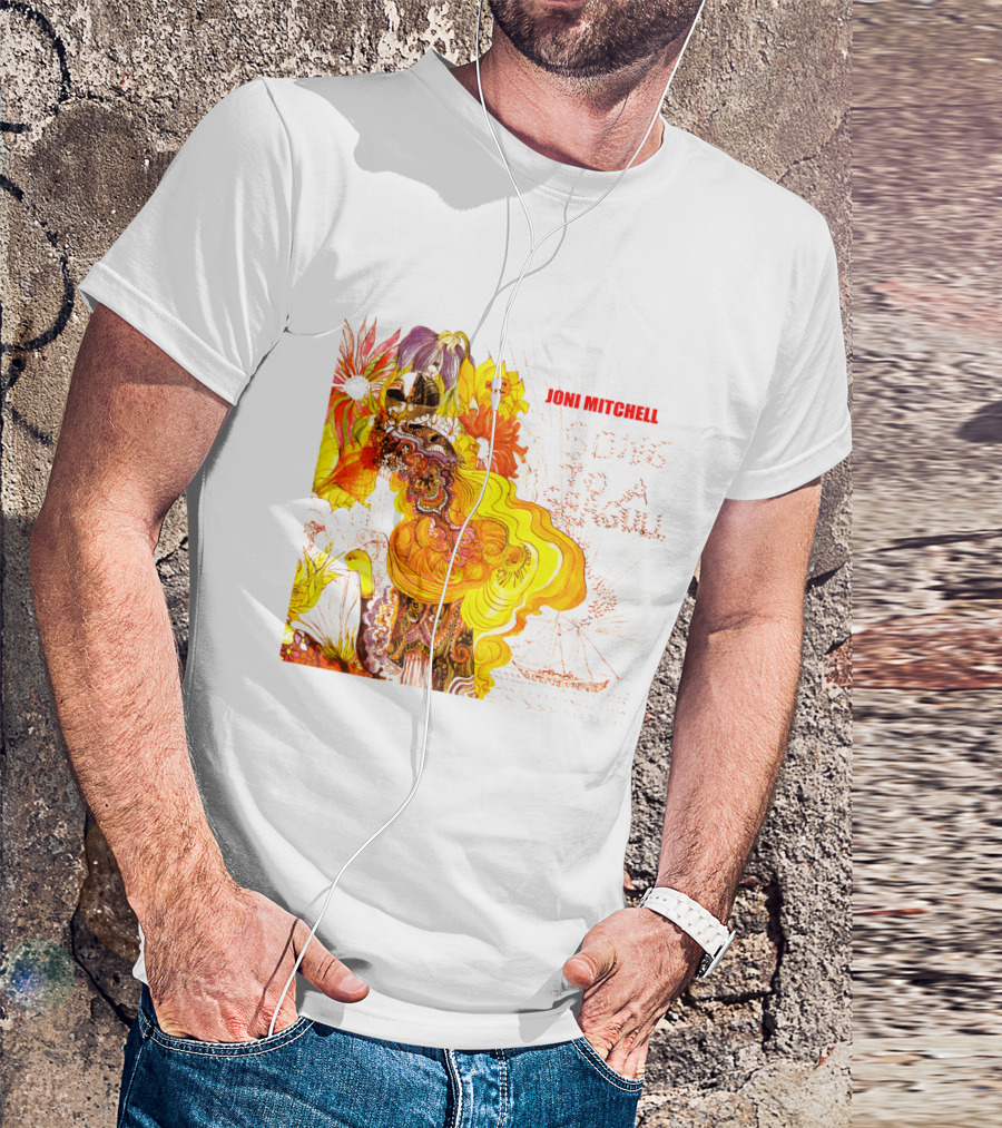 Joni Mitchell Song To A Seagull Colorful Floral Artwork With Yellow Orange Accents T-Shirt