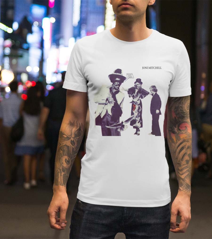 Joni Mitchell Don Juan's Reckless Daughter Album Cover Imagery With Figures And Birds T-Shirt