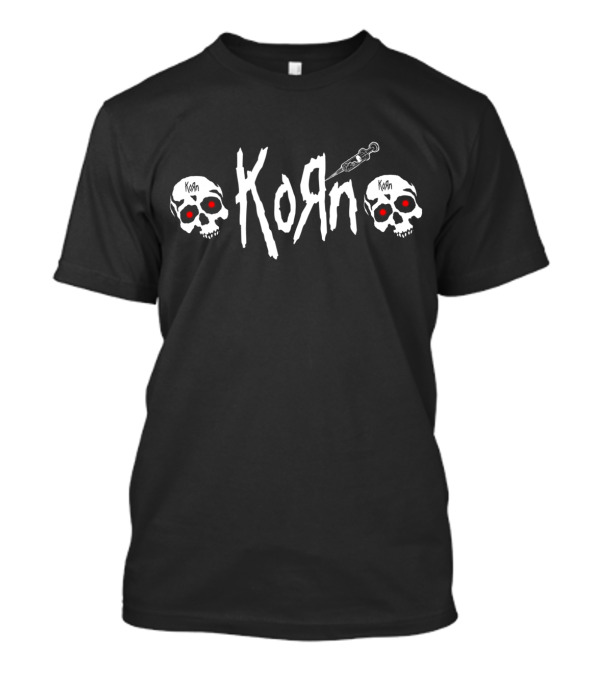 Korn Skull Logo With Red Eyes And Syringe T-Shirt