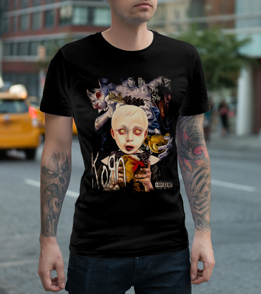 KORN See You on the Other Side Creepy Child and Doll with Clown Faces T-Shirt