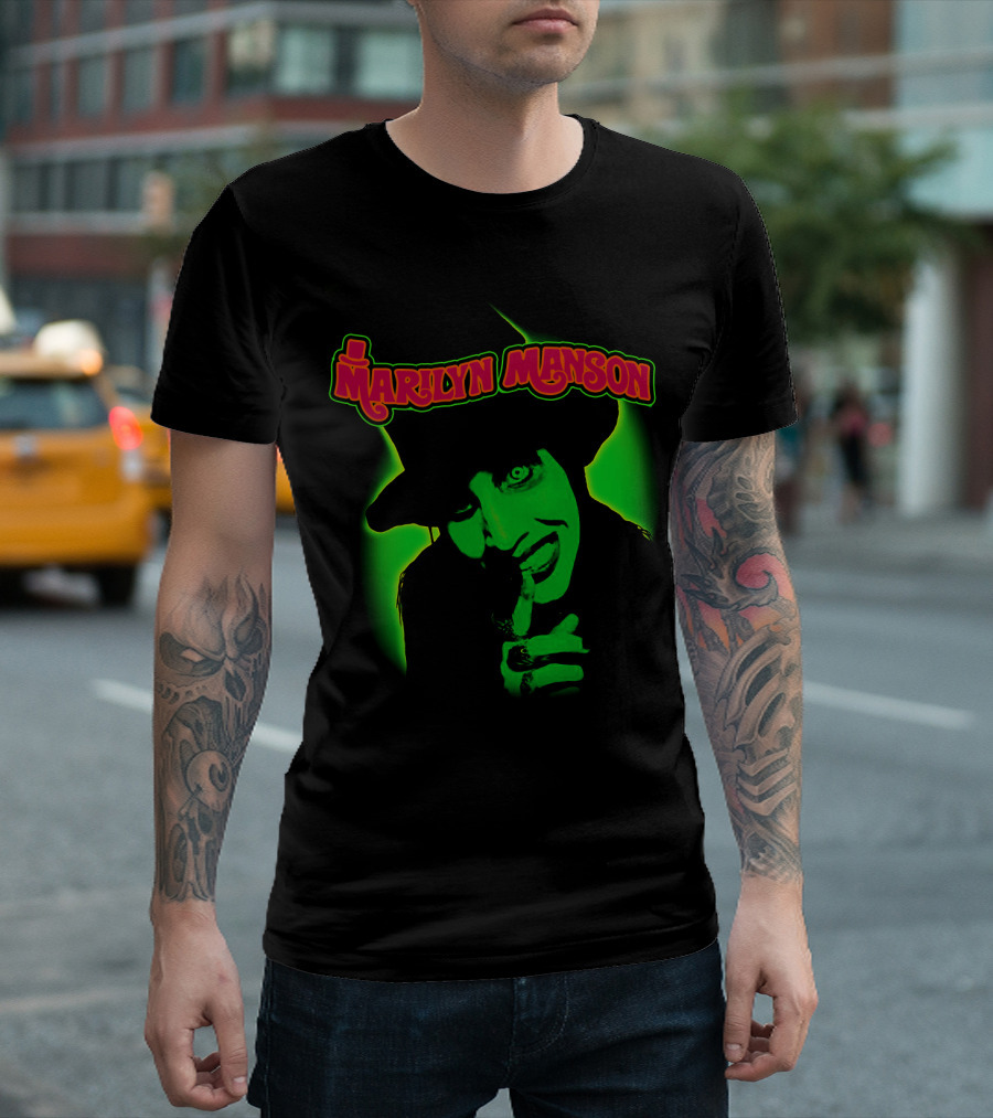 Marilyn Manson Green Gothic Portrait Mms T-Shirt