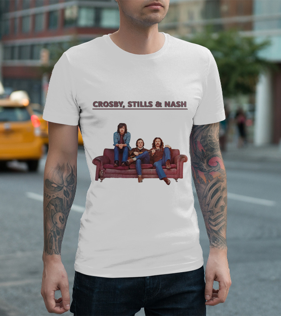 Crosby Stills & Nash On Vintage Couch T-Shirt
