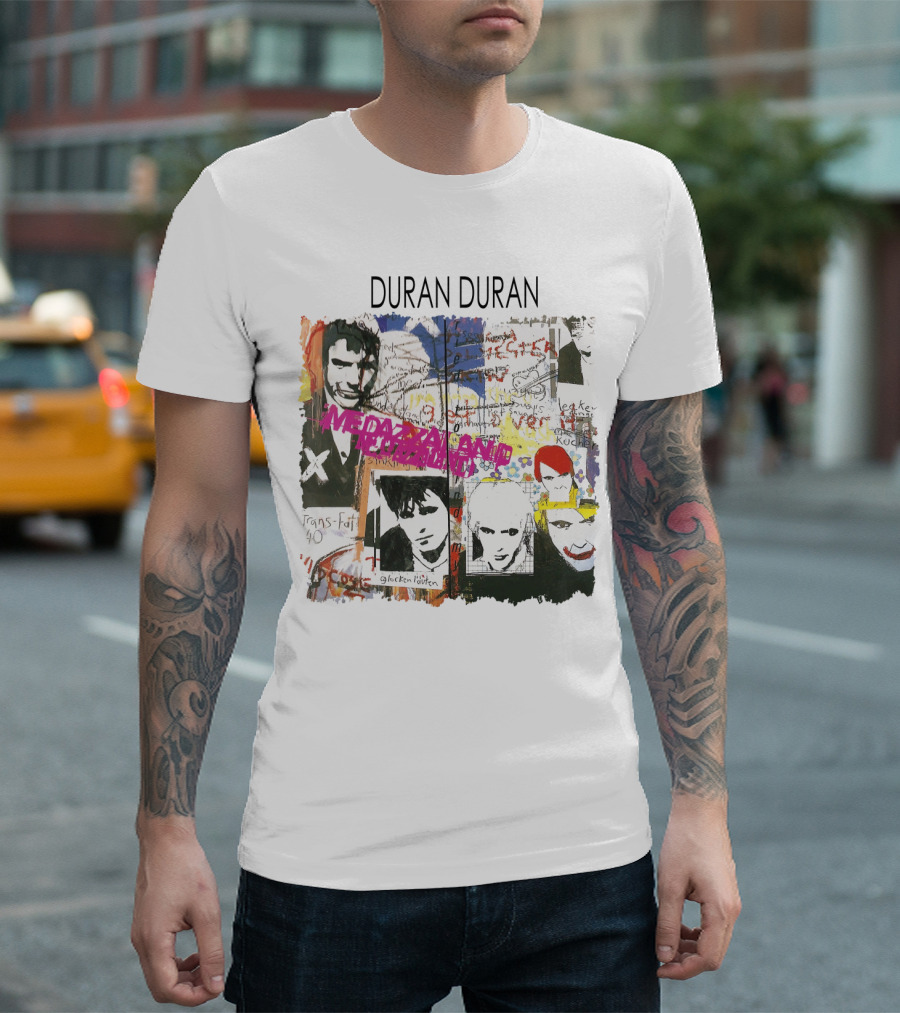 Duran Duran Medazzaland Collage Art With Faces And Graffiti Elements T-Shirt