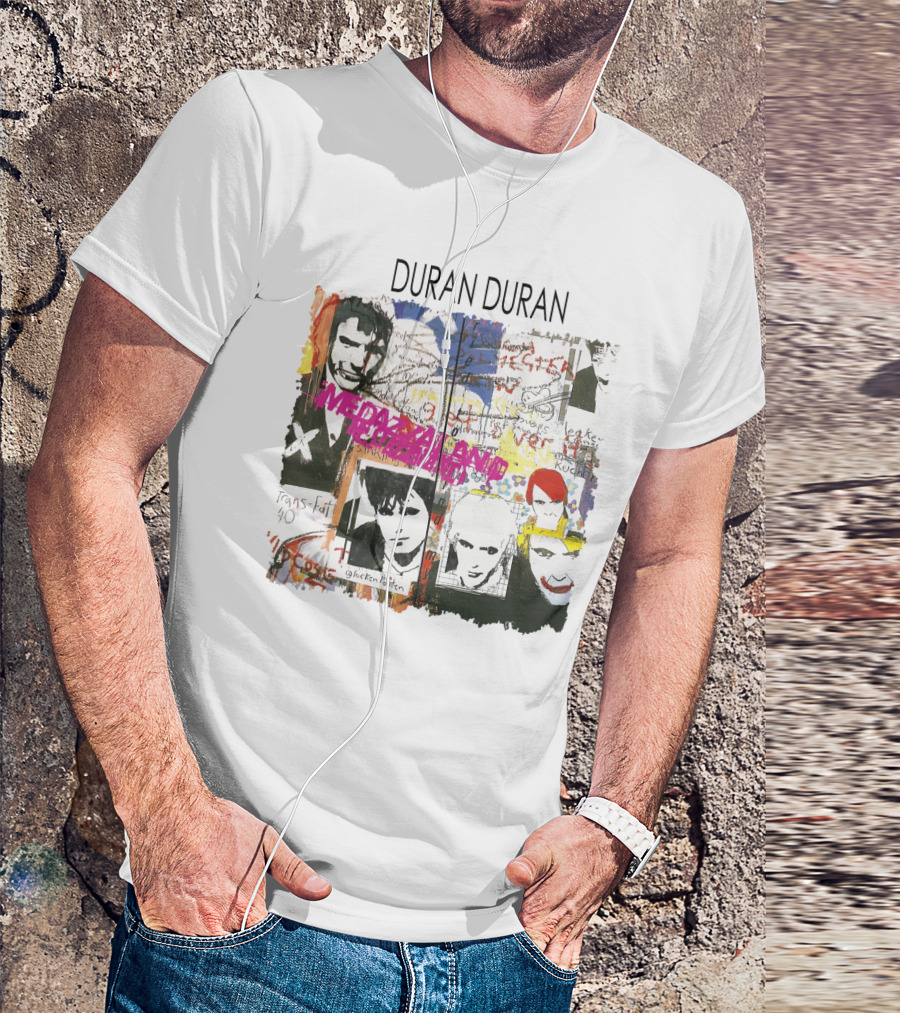 Duran Duran Medazzaland Collage Art With Faces And Graffiti Elements T-Shirt