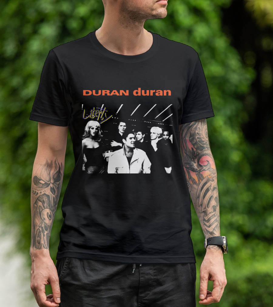 Duran Duran Liberty Album Cover Black And White Group T-Shirt