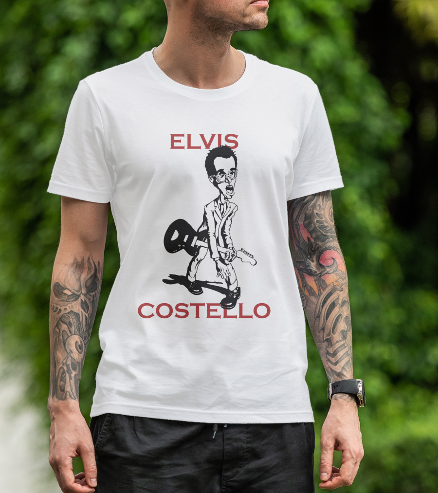 Elvis Costello Caricature With Guitar T-Shirt