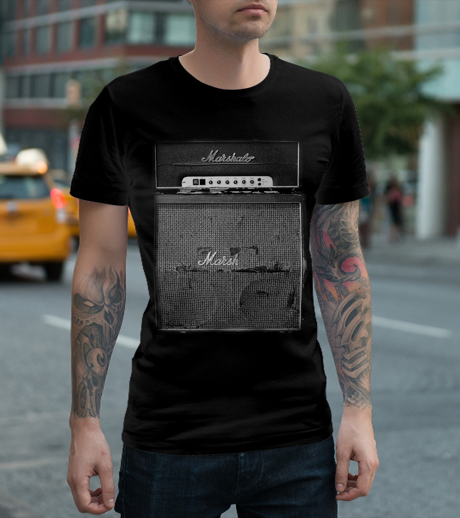 Marshall Vintage Amplifier Stack Black And White Image T-Shirt