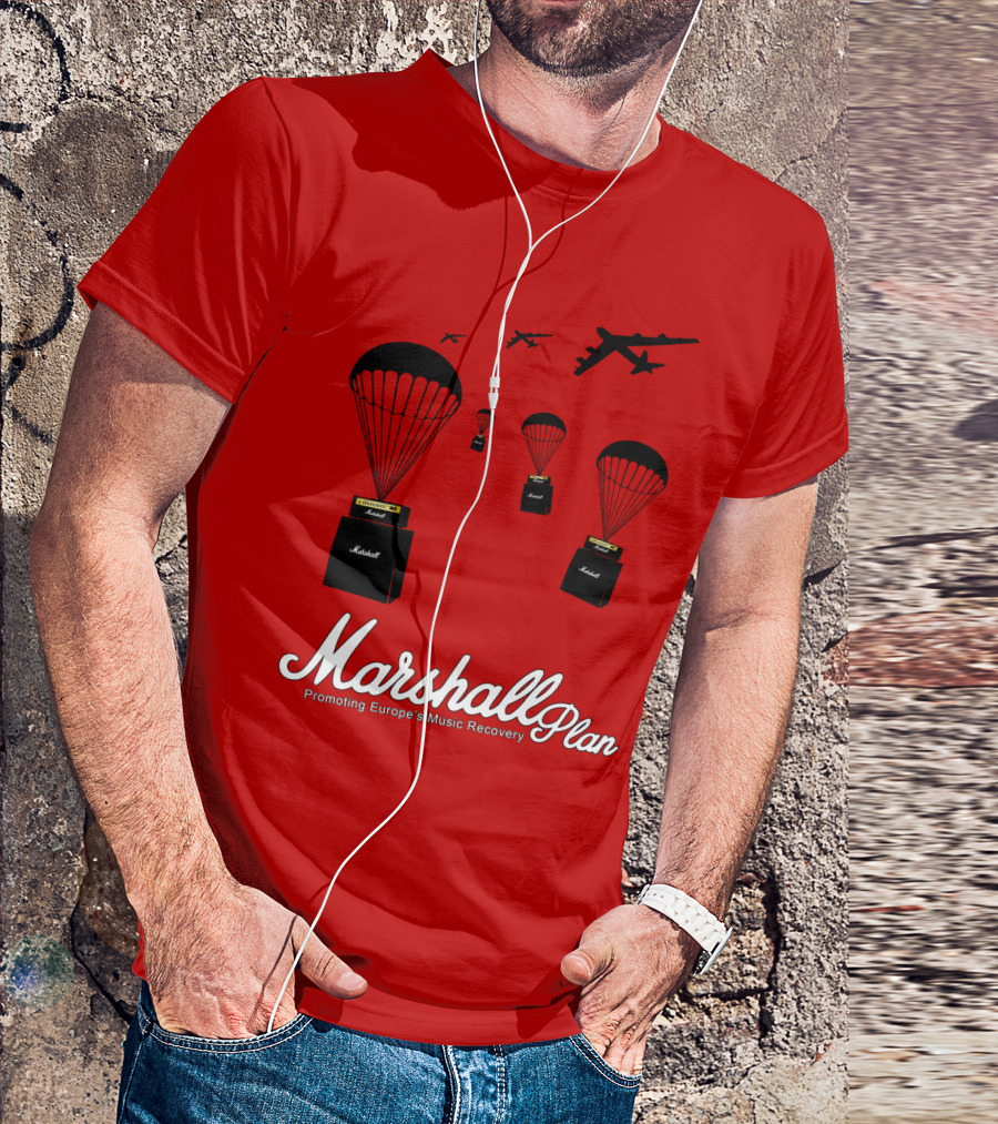 Marshall Plan Amplifiers Parachuted For Europe's Music Recovery T-Shirt