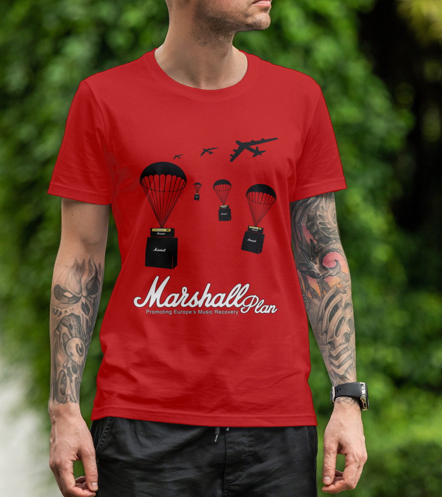 Marshall Plan Amplifiers Parachuted For Europe's Music Recovery T-Shirt