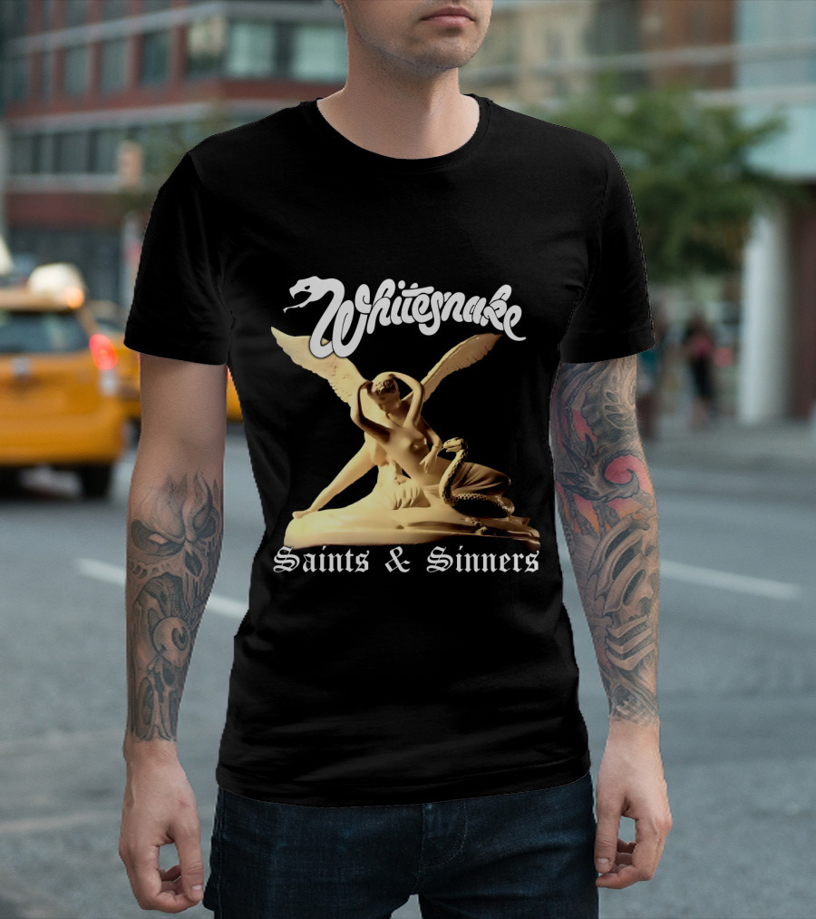 Whitesnake Saints and Sinners Angel and Snake Sculpture T-Shirt
