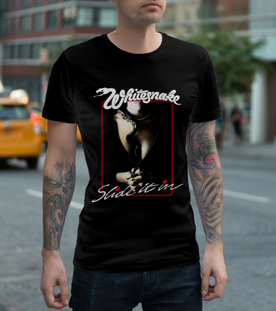 Whitesnake Slide It In Album Cover Artwork Featuring Snake And Woman T-Shirt