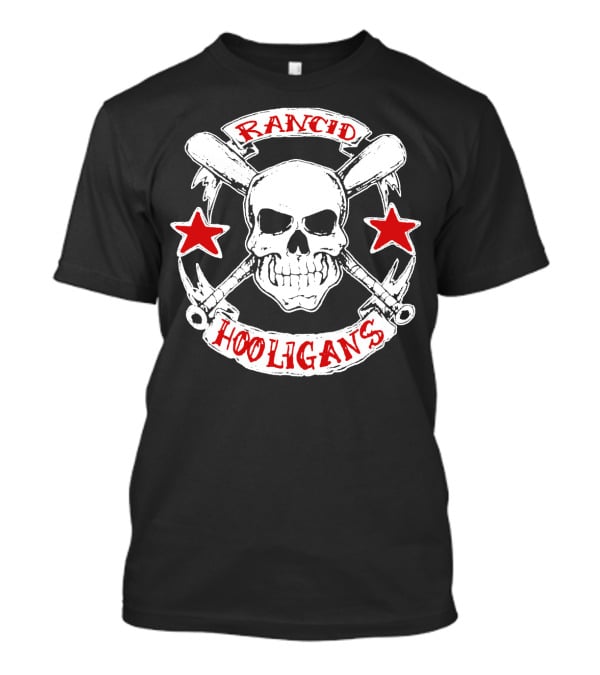 Rancid Hooligans Skull And Bat Stars T-Shirt