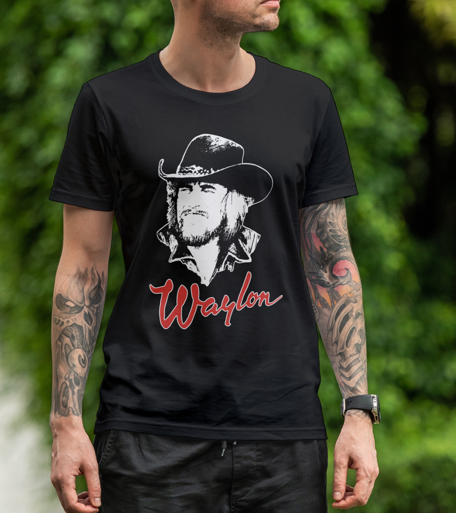 Waylon Jennings Cowboy Hat Illustration T-Shirt
