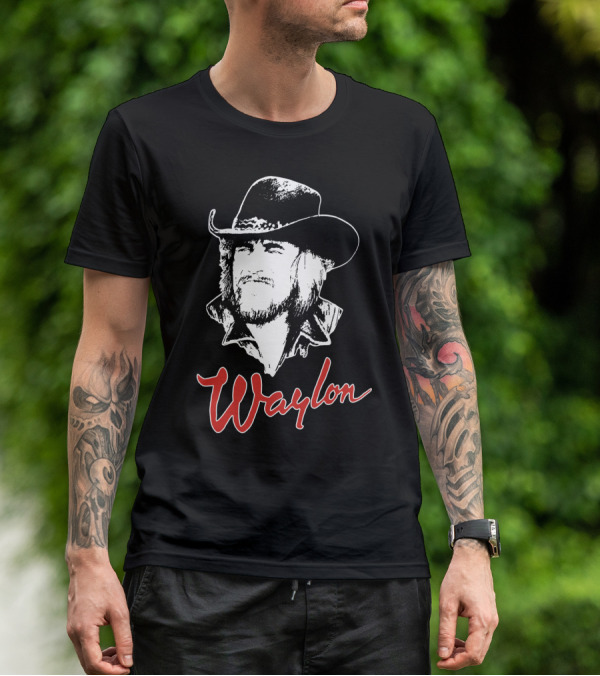 Waylon Jennings Cowboy Hat Illustration T-Shirt