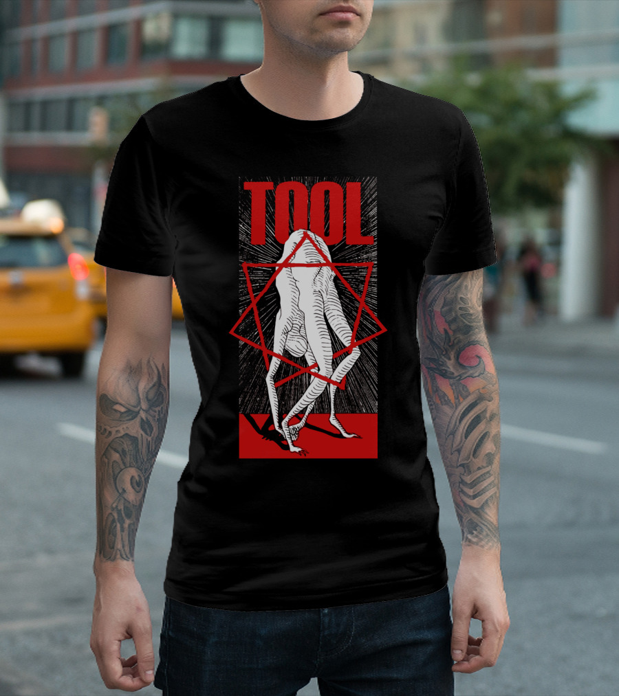 Tool Geometric Human Figure With Red Star T-Shirt