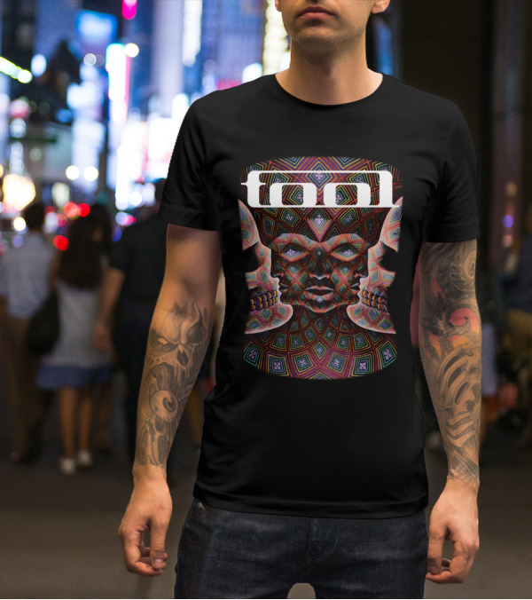 Tool Band Psychedelic Face Geometric Pattern Artwork T-Shirt