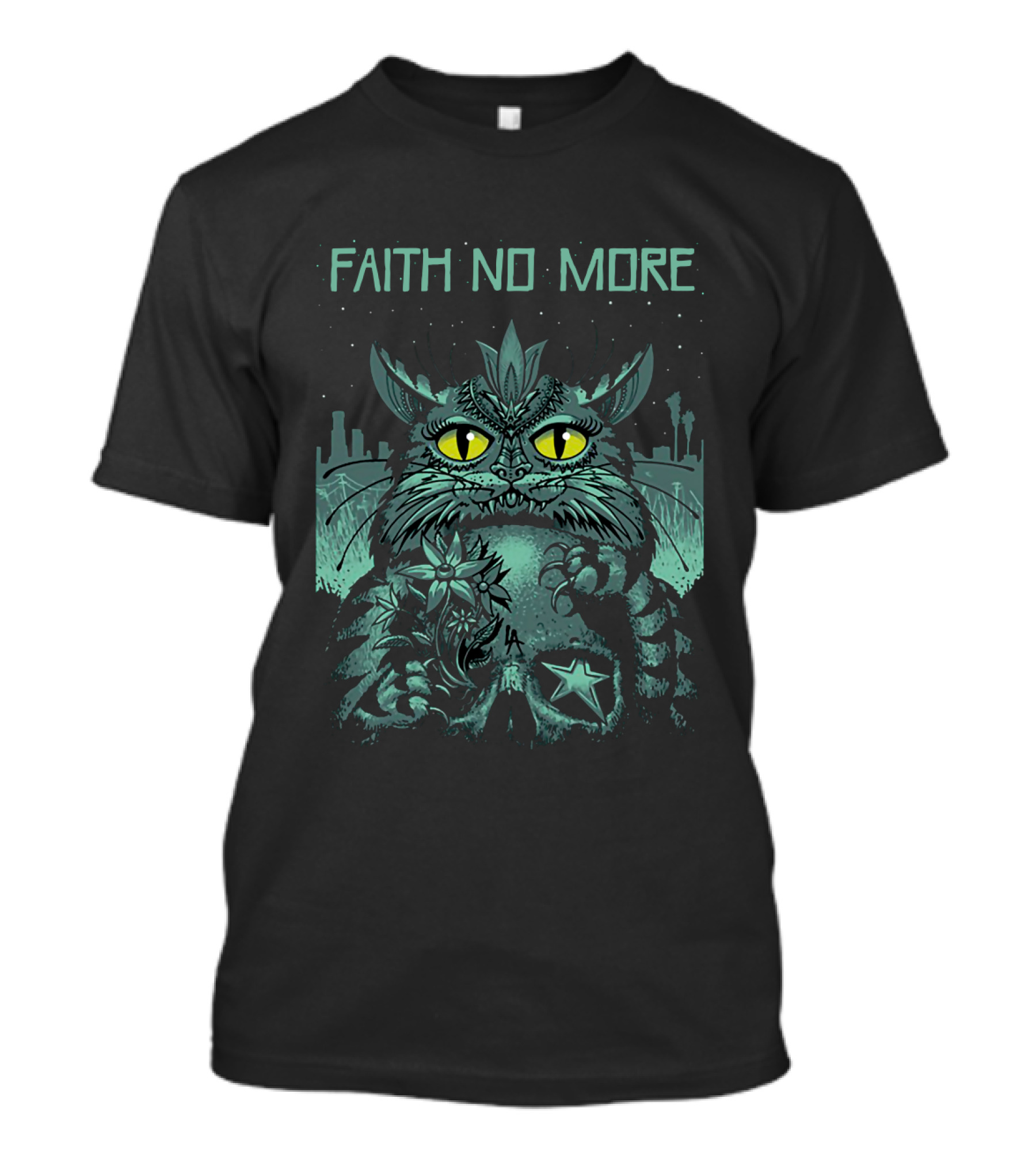 Faith No More Galactic Cat 09 Starry Night Skyline T-Shirt