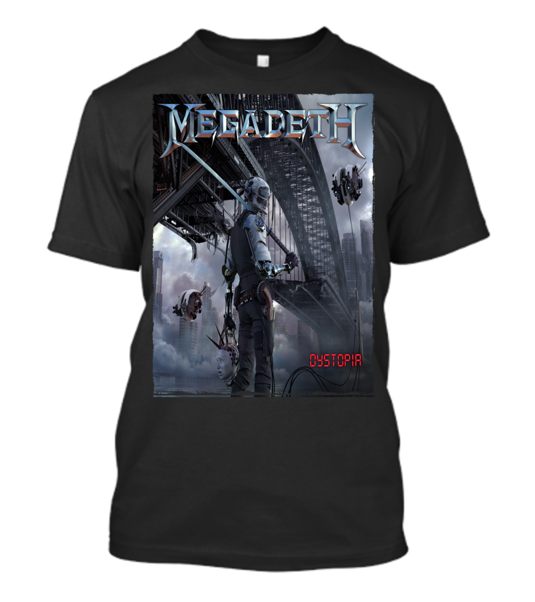 Megadeth Dystopia Album Art Robotic Future Bridge Scene T-Shirt