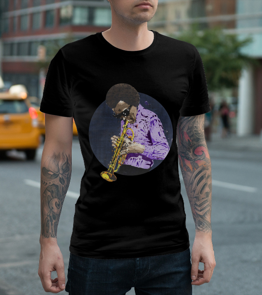 Mdv Miles Davis Vintage Jazz Trumpeter Iconic Purple Style T-Shirt