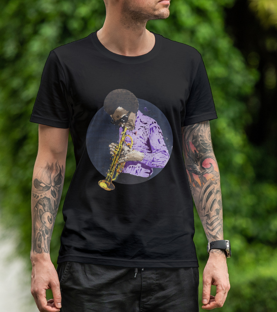 Mdv Miles Davis Vintage Jazz Trumpeter Iconic Purple Style T-Shirt
