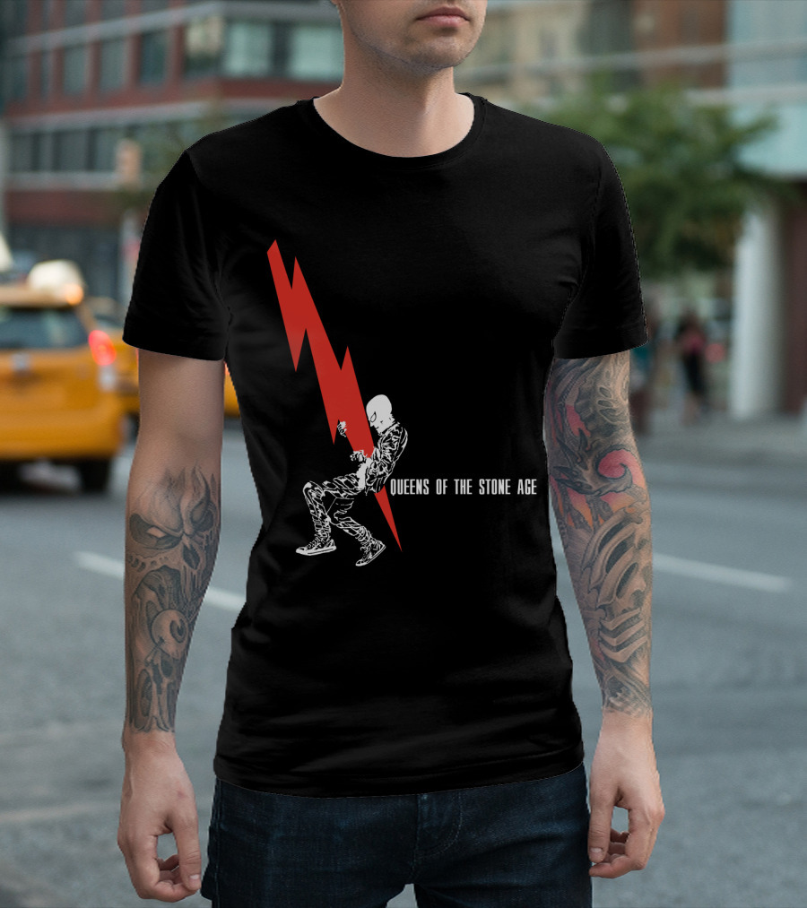 Queens Of The Stone Age Red Lightning Skeleton T-Shirt