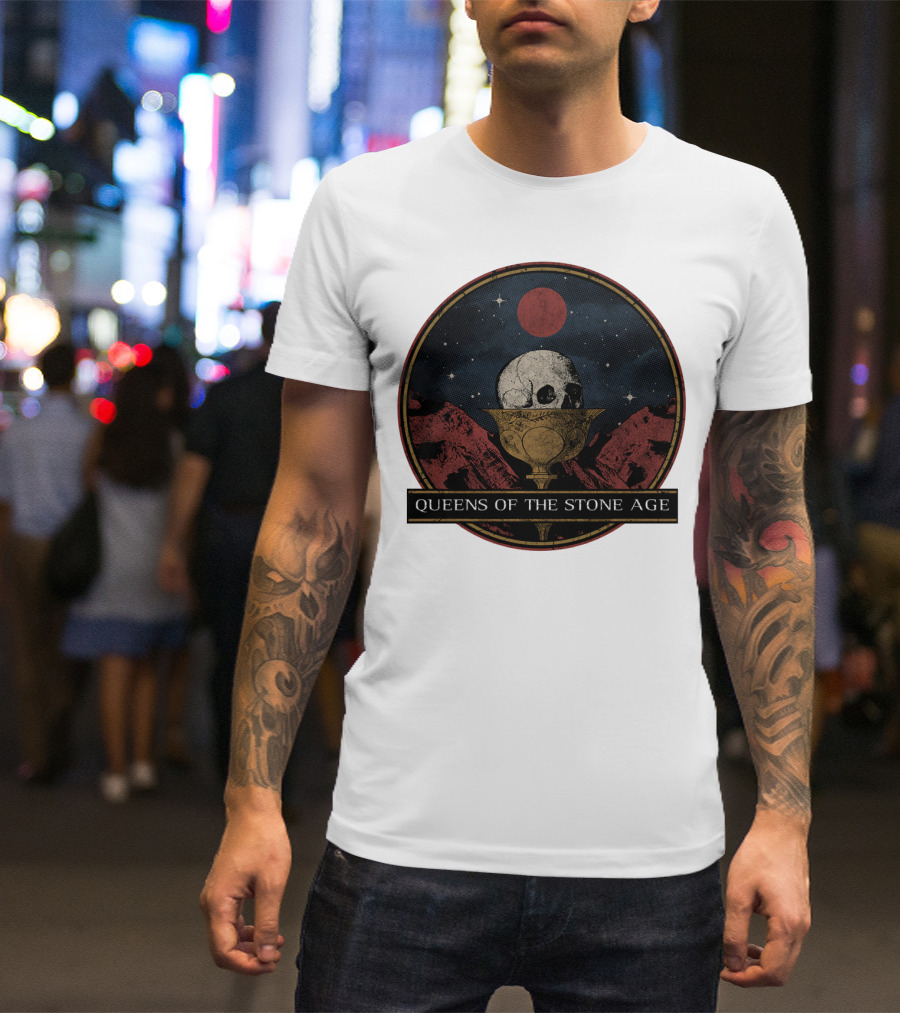 Queens Of The Stone Age Skull Goblet Moon Desert T-Shirt