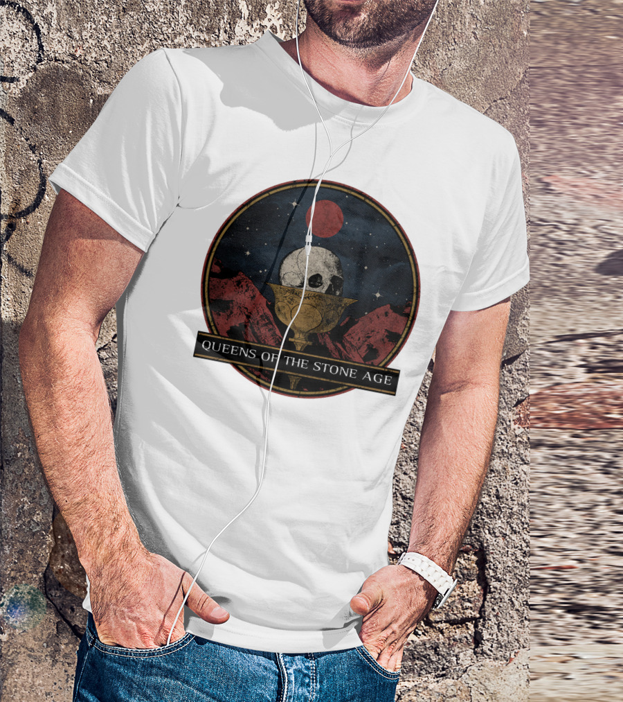 Queens Of The Stone Age Skull Goblet Moon Desert T-Shirt