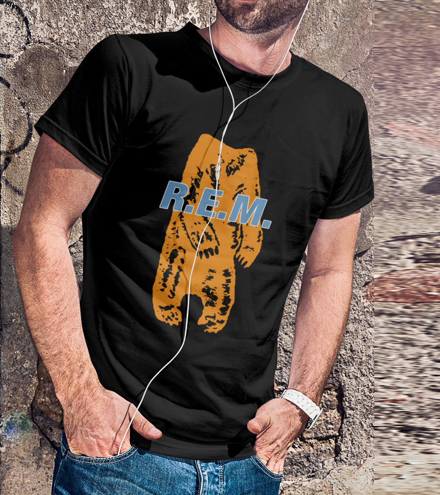 R.E.M. Orange Bear Motif T-Shirt