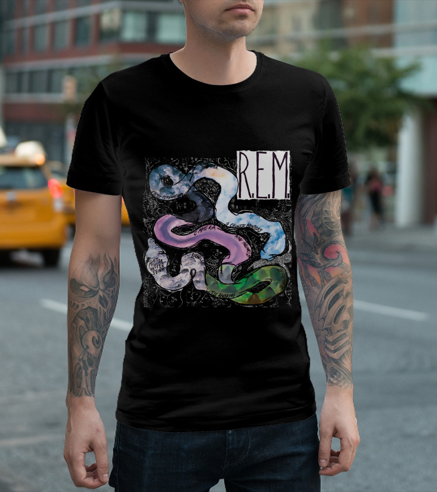 R.E.M. Fifteen Reckoning Camera Seven Chinese Letter Adventure T-Shirt