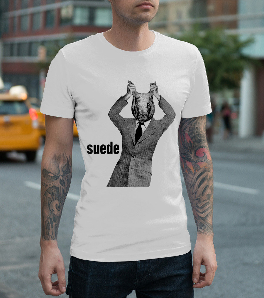 Suede Pig Head Suit Man Artwork Sde T-Shirt
